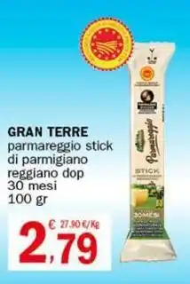 Crai GRAN TERRE parmareggio stick di parmigiano reggiano dop 30 mesi 100 gr offerta