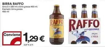 Ipercoop BIRRA RAFFO birra 3 x 330 ml o birra grezza 450 ml offerta