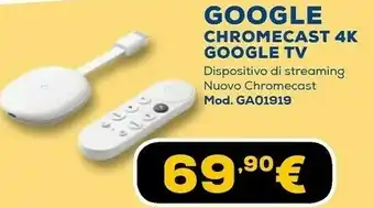 Euronics Google chromecast 4k google tv offerta