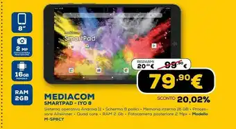 Euronics Smartpad iyo8 16 gb 20,3 cm (8") allwinner 2 gb wi-fi 4 (802.11n) android 11 nero offerta