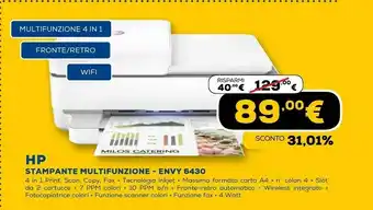 Euronics Envy pro 6430 getto termico d'inchiostro a4 4800 x 1200 dpi 10 ppm wi-fi offerta