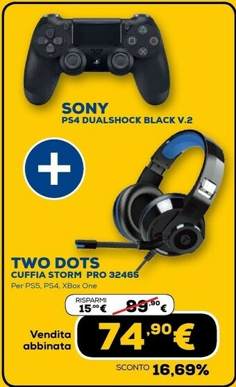 Euronics Ps4 dualshock black v.2 offerta