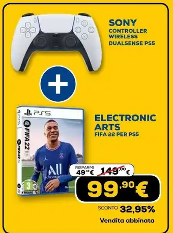 Euronics Dualsense wireless controller gamepad playstation 5 analogico/digitale bluetooth/usb nero, bianco offerta