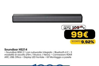 Euronics Soundbar hs214 offerta