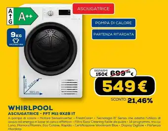 Euronics Fft m11 9x2b it asciugatrice libera installazione caricamento frontale 9 kg a++ bianco offerta