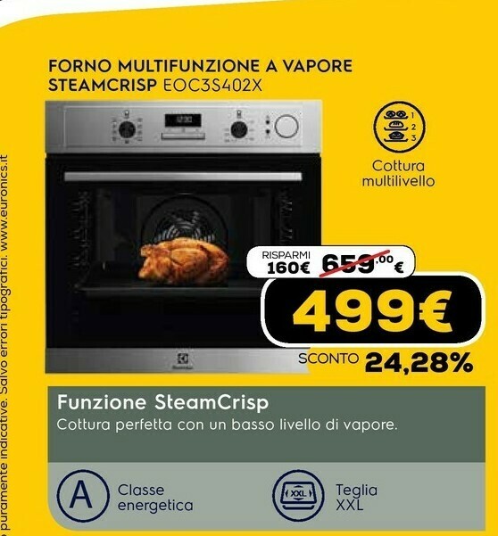 Eoc3s40x forno elettrico 72 l 2790 w acciaio inossidabile a offerta di  Euronics