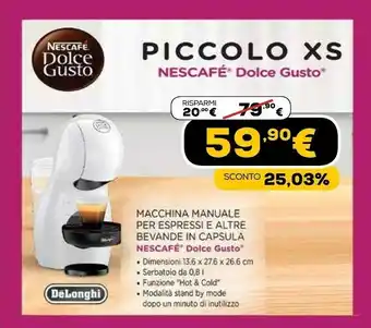 Euronics Nescafe macchina manuale per espressi e altre bevande in capsula offerta