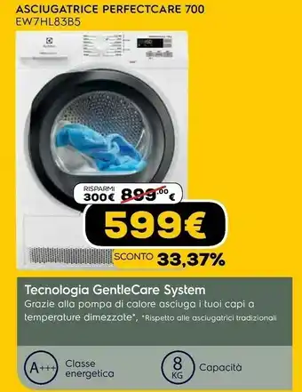 Euronics Electrolux ew7hl83b5 libera installazione caricamento frontale bianco 8 kg a+++ offerta