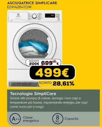 Euronics Edh4084gow libera installazione caricamento frontale bianco 8 kg a++ offerta