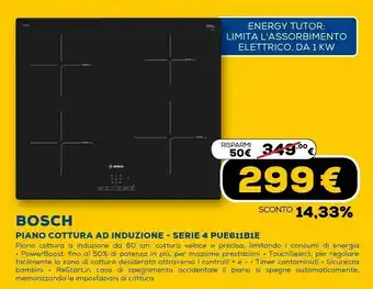 Euronics Serie 4 pue611bb1e piano cottura nero da incasso piano cottura a induzione zoneless 4 fornello(i) offerta