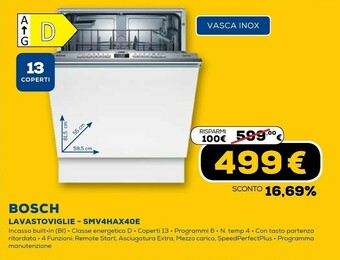 Euronics Lavastoviglie smv4hax40e offerta