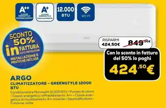 Euronics Climatizzatore greenstyle 12000 btu offerta