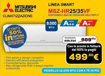 Euronics Mitsubishi electric climatizzazione msz-hr25/35vf offerta
