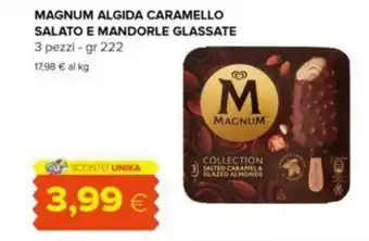 Tigre MAGNUM ALGIDA CARAMELLO SALATO E MANDORLE GLASSATE 3 pezzi - gr 222 offerta