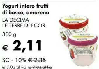 NaturaSì Le terre di ecor yogurt intero frutti di bosco offerta
