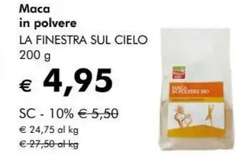 NaturaSì La finestra sul cielo maca in polvere offerta