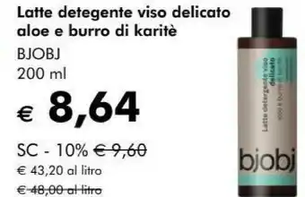 Bjobj latte detegente viso delicato aloe e burro di karitè