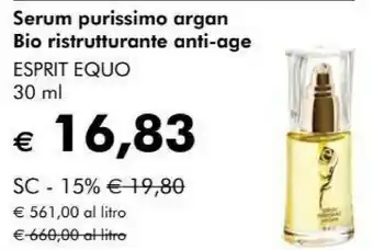NaturaSì Esprit equo serum purissimo argan bio ristrutturante anti-age offerta