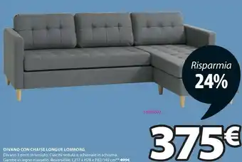 JYSK Divano lomborg/falslev chaise longue gri offerta