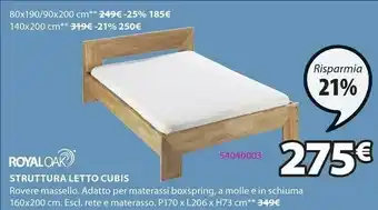 JYSK Struttura letto cubis 160x200 rovere offerta