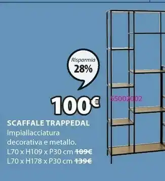 JYSK Scaffale trappedal 7 ripiani rovere/nero offerta