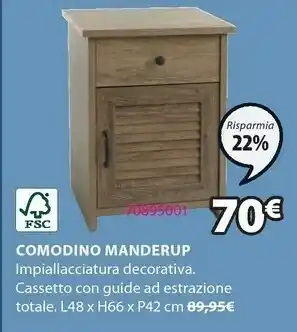 JYSK Comodino manderup 1 cassetto wild oak offerta
