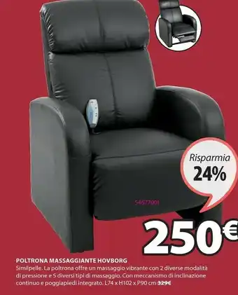 JYSK Poltrona massaggiante hovborg nero offerta