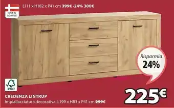 JYSK Credenza lintrup 2 ante 3 cassetti rov. offerta