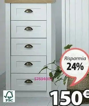 JYSK Cass markskel 5 cassetto bianco/rovere offerta