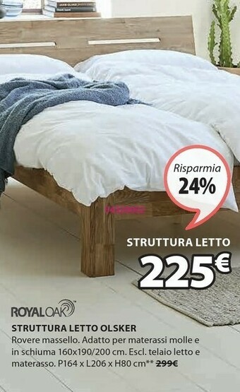 JYSK Struttura letto olsker 160x190 rovere offerta