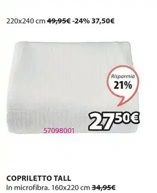 JYSK Copr tall 160x220 bianco sporco offerta