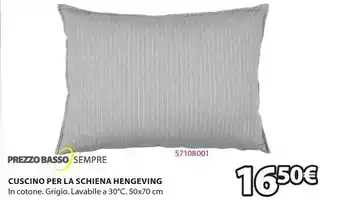 JYSK Cuscino schiena hengeving 50x70 grigio offerta