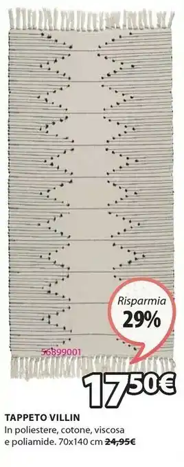JYSK Tappeto villin 70x140 bianco sporco/nero offerta