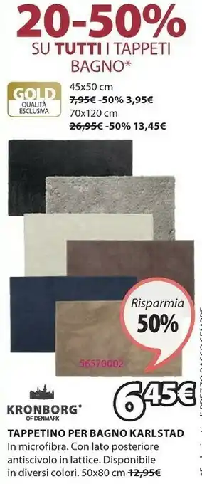 JYSK Teba micro karlstad 50x80cm naturale kr offerta