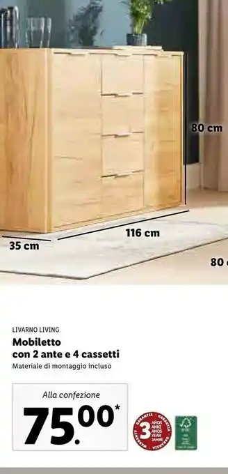 Lidl Livarno living mobiletto con 2 ante e 4 cassetti offerta