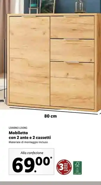 Lidl Livarno living mobiletto con 2 ante e 2 cassetti offerta