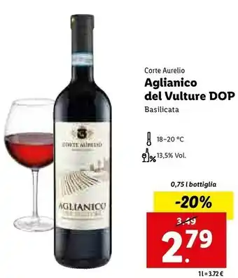 Lidl Corte aurelio - aglianico del vulture 750 g(ml) offerta
