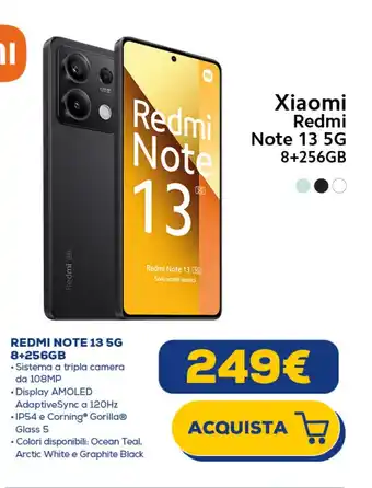 Euronics Xiaomi REDMI NOTE 13 5G 8+256GB offerta