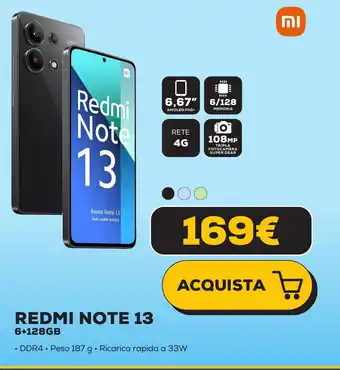 Euronics REDMI NOTE 13 6+128GB offerta