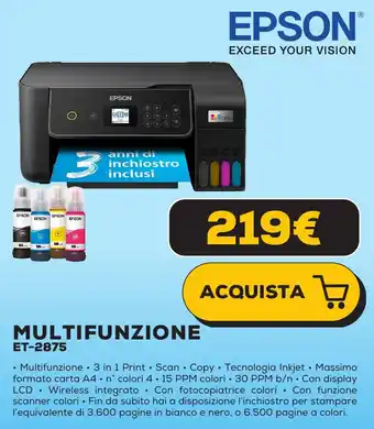 Euronics EPSON MULTIFUNZIONE ET-2875 offerta