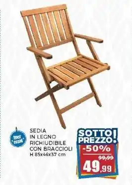 Happy Casa SEDIA IN LEGNO RICHIUDIBILE CON BRACCIOLI offerta