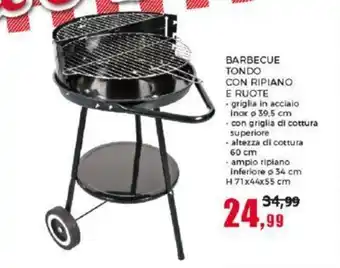 Happy Casa BARBECUE TONDO CON RIPIANO E RUOTE offerta