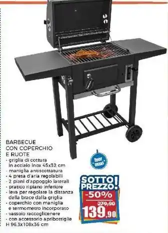 Happy Casa BARBECUE CON COPERCHIO E RUOTE offerta