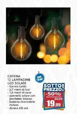 Happy Casa CATENA 10 LAMPADINE LED SOLARI offerta