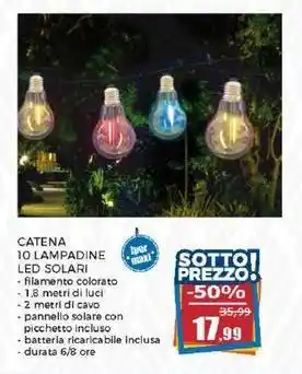 CATENA 10 LAMPADINE LED SOLARI