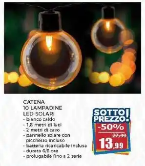 Happy Casa CATENA 10 LAMPADINE LED SOLARI offerta