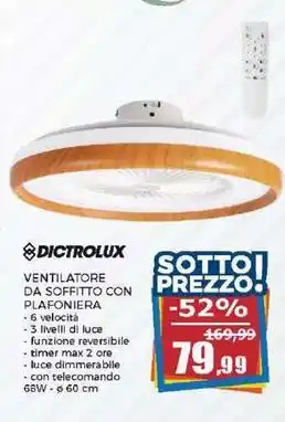 Happy Casa DICTROLUX VENTILATORE DA SOFFITTO CON PLAFONIERA offerta