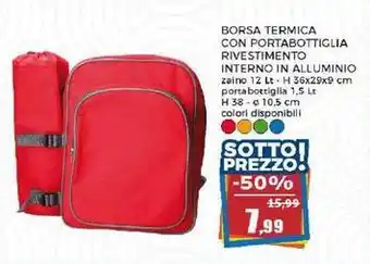 Happy Casa BORSA TERMICA CON PORTABOTTIGLIA RIVESTIMENTO INTERNO IN ALLUMINIO offerta
