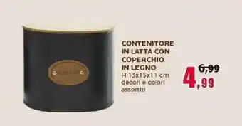 Happy Casa CONTENITORE IN LATTA CON COPERCHIO IN LEGNO offerta