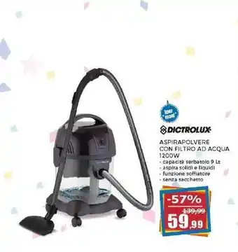 Happy Casa DICTROLUX ASPIRAPOLVERE CON FILTRO AD ACQUA 1200W offerta